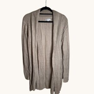 Croft & Barrow Womens Tan Ribbed Cable Knit Open Front Cardigan Sweater Medium